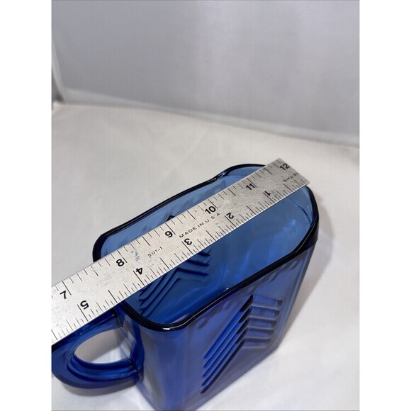 Vintage Hazel Atlas Depression Glass Cobalt Blue 12 oz. Chevron Creamer MCM 6" - Picture 9 of 10